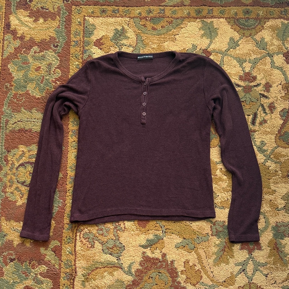 Women’s Brandy Melville Long Sleeve Henley Top One Size